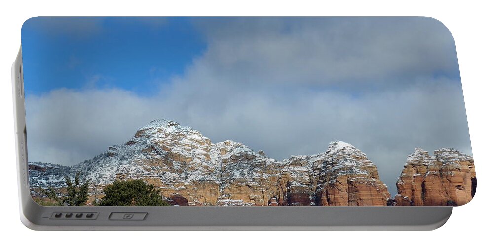 Winter Portable Battery Charger featuring the photograph Powdered Sugar Sedona Red Rocks by Mars Besso