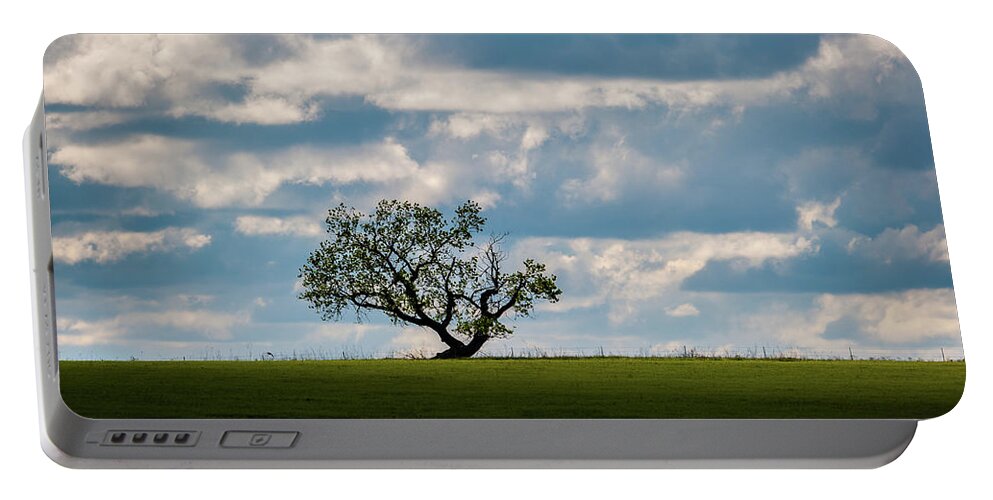 Lone Tree Portable Battery Charger featuring the photograph Prairie Survivor by Jeff Phillippi