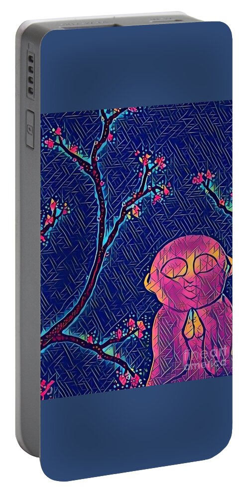 Buddha Portable Battery Charger featuring the painting Praying Buddha by Denise Railey