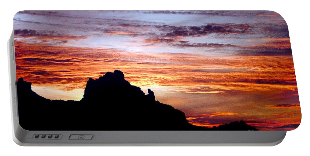 Praying Monk Portable Battery Charger featuring the photograph Praying Monk, Camelback Mountain, Phoenix Arizona by Wernher Krutein