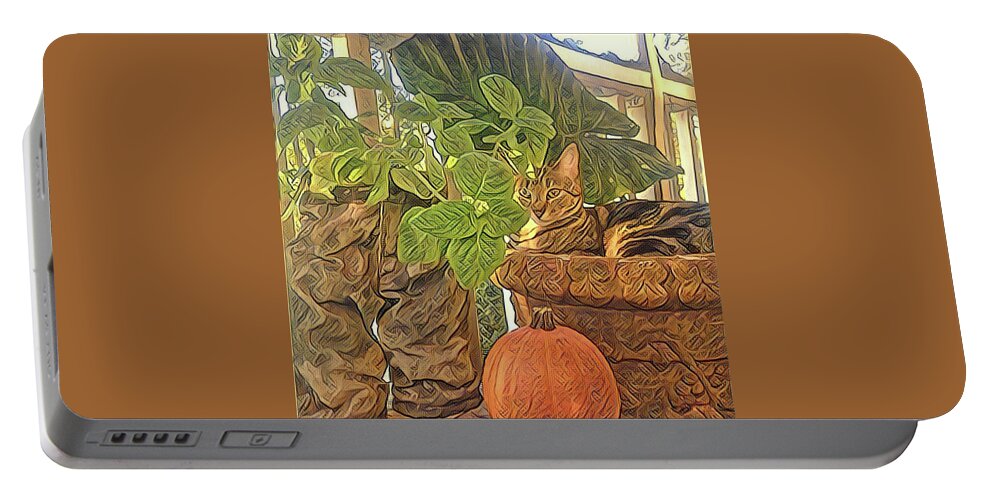 Pumpkin Portable Battery Charger featuring the photograph Precious Pumpkin by Sherry Kuhlkin