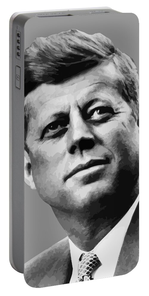 John Kennedy Portable Battery Charger featuring the painting President Kennedy by War Is Hell Store