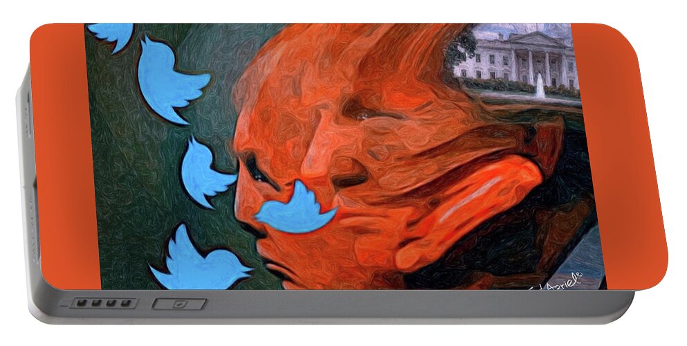 Painting Portable Battery Charger featuring the digital art President of Twitter by Ted Azriel