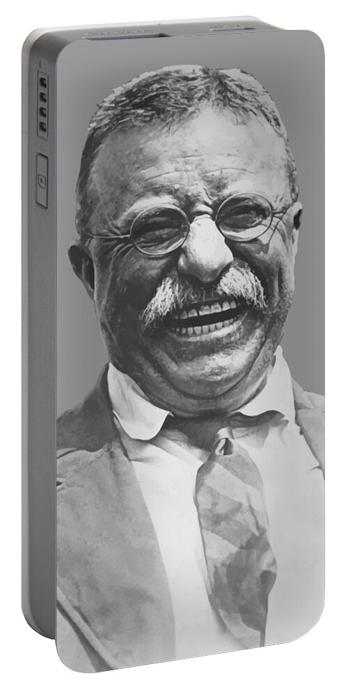 Teddy Roosevelt Portable Battery Charger featuring the painting President Teddy Roosevelt by War Is Hell Store