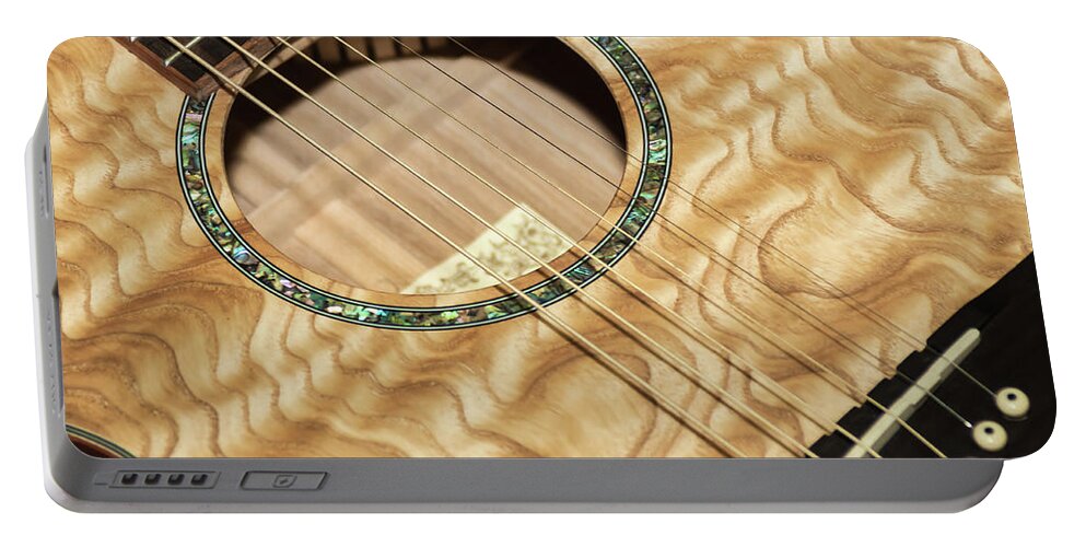 Golden Guitar Portable Battery Charger featuring the photograph Pretty Guitar - by Julie Weber