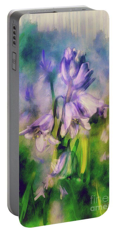 Bluebells Portable Battery Charger featuring the digital art Pretty Little Bluebells by Lois Bryan