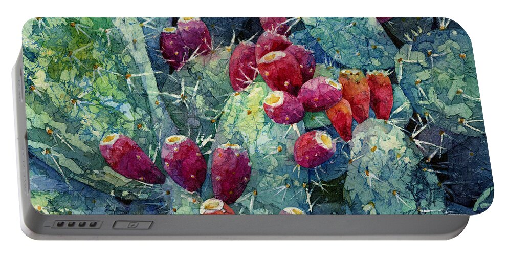 Cactus Portable Battery Charger featuring the painting Prickly Pear 2 by Hailey E Herrera