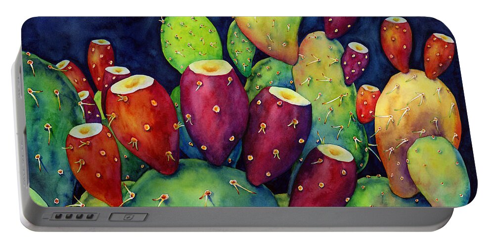 Cactus Portable Battery Charger featuring the painting Prickly Pear by Hailey E Herrera