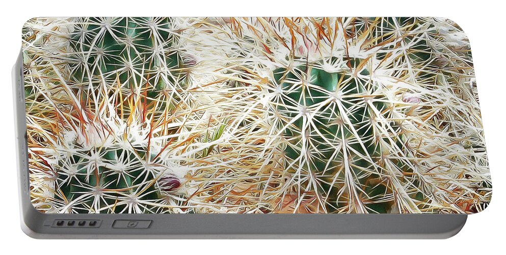 Cactus Portable Battery Charger featuring the digital art Prickly Protection by Leslie Montgomery