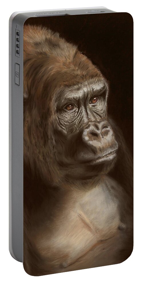 Gorilla Portable Battery Charger featuring the pastel Primal by Kirsty Rebecca