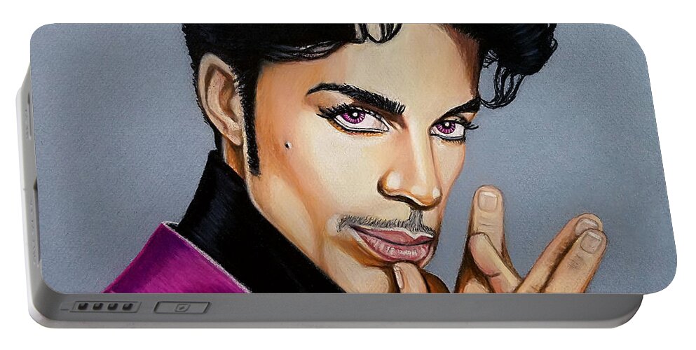 Prince Portable Battery Charger featuring the drawing Prince Majesty by Kevin Johnson Art
