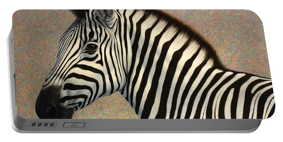 Zebra Portable Battery Charger featuring the painting Principled by James W Johnson