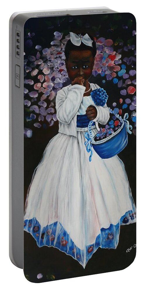 Flower Girl Portable Battery Charger featuring the painting Painting by Arthur Covington