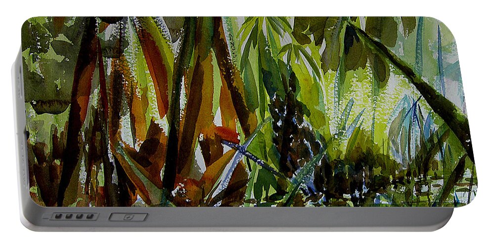 Framed Prints Portable Battery Charger featuring the painting Pristine Waters by Julianne Felton