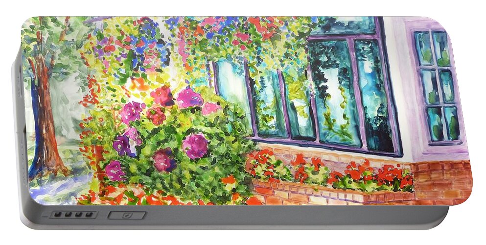Flowers Portable Battery Charger featuring the painting Profusion by Ruth Kamenev