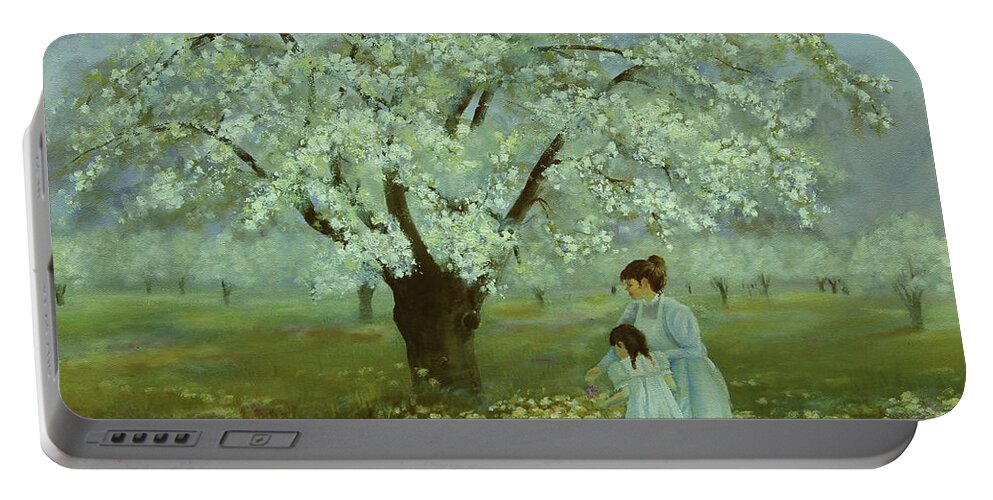 Spring Portable Battery Charger featuring the painting Promise of Spring by Jeanette French