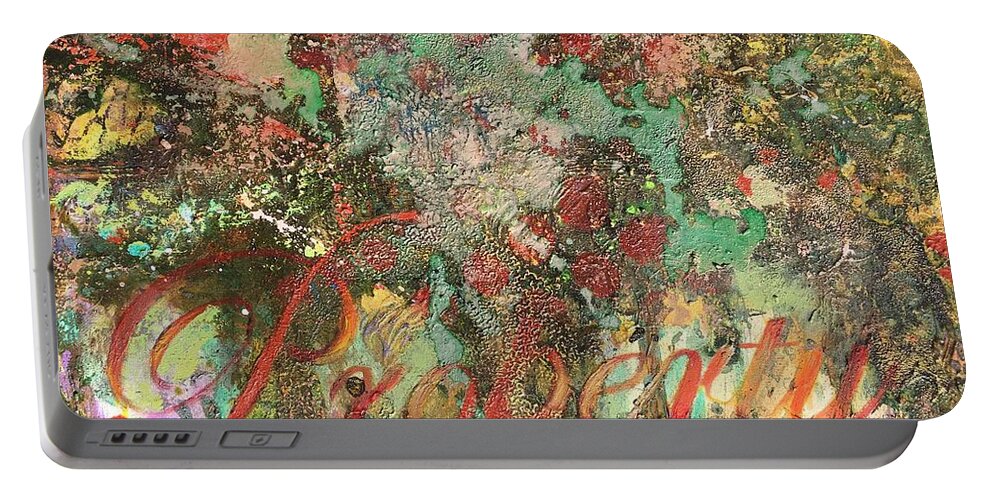 Abstract Art Portable Battery Charger featuring the painting Property by Laura Pierre-Louis