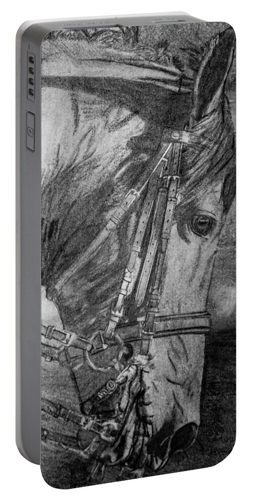 Horse Portable Battery Charger featuring the drawing Proud at work by Laurietta Oakleaf