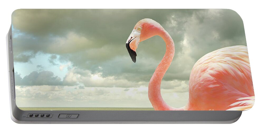 Flamingo Portable Battery Charger featuring the photograph Proud to be pink by Adriana Zoon