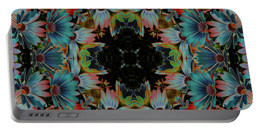 Daisy Portable Battery Charger featuring the digital art Psychedelic Daisies by Smilin Eyes Treasures