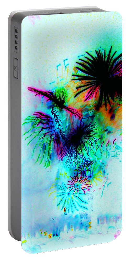Fireworks Portable Battery Charger featuring the photograph Psycho Excitement by Julie Lueders 