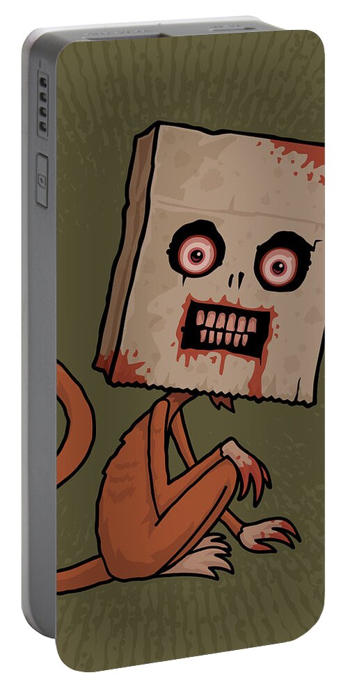 Monkey Portable Battery Charger featuring the digital art Psycho Sack Monkey by John Schwegel