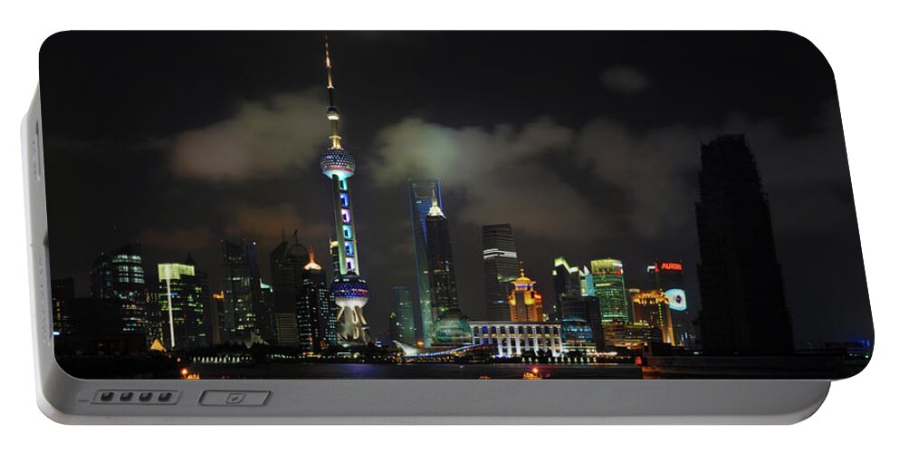 Shanghai Portable Battery Charger featuring the photograph Pudong at Night by Jason Chu