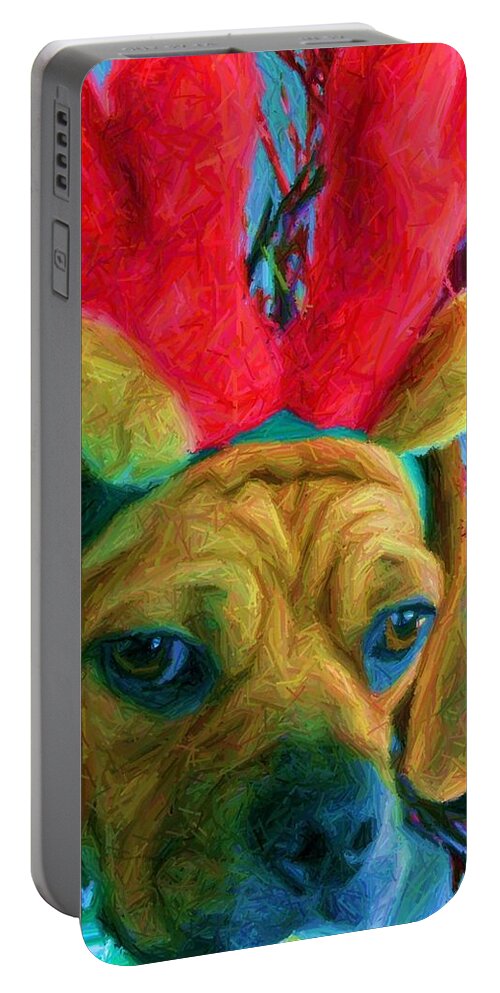 Christmas Portable Battery Charger featuring the photograph Puggle Holiday by Susan Carella