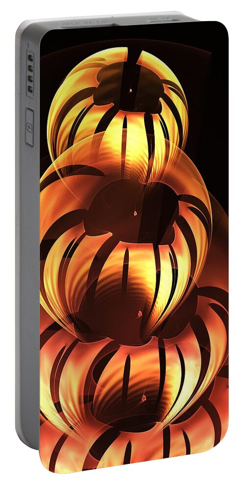 Jack-o-lantern Portable Battery Charger featuring the digital art Pumpkin Carving by Anastasiya Malakhova