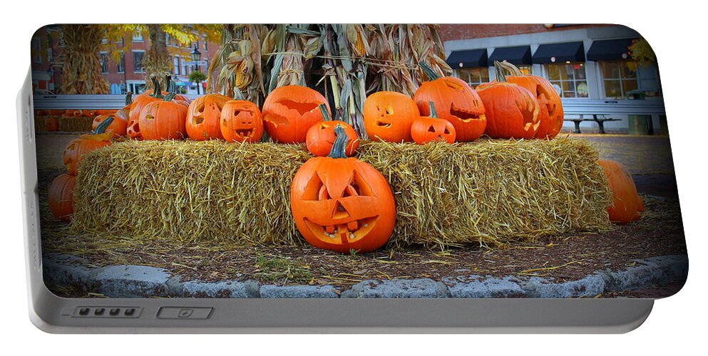 Pumpkins In Market Square Portable Battery Charger featuring the photograph Pumpkins in Market Square by Suzanne DeGeorge