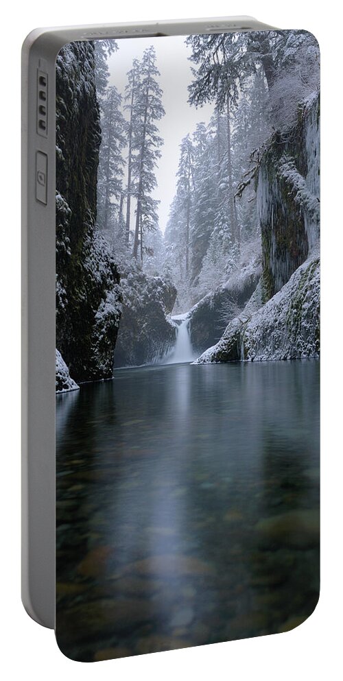 Waterfall Portable Battery Charger featuring the photograph Punch Bowl Winter by Andrew Kumler