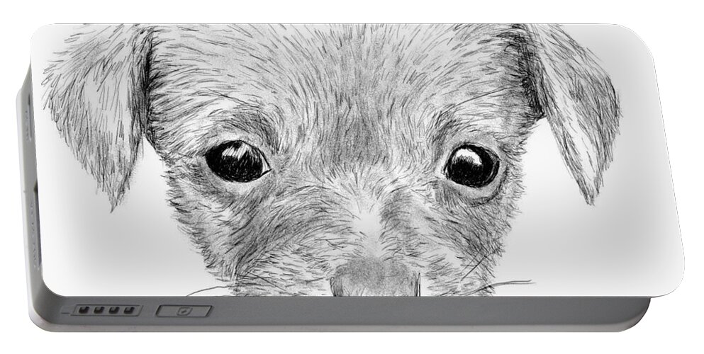 Sketch Portable Battery Charger featuring the digital art Puppy by ThomasE Jensen