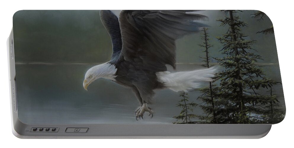 Eagle Portable Battery Charger featuring the painting Purden Lake by David Vincenzi