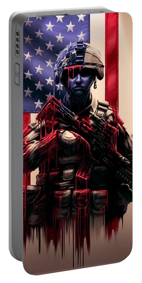 Usa Portable Battery Charger featuring the digital art Pure Valor by Canvas Cultures