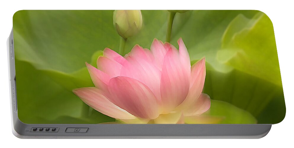 Pink Lotus Flower Portable Battery Charger featuring the photograph Purity Reborn by John Poon