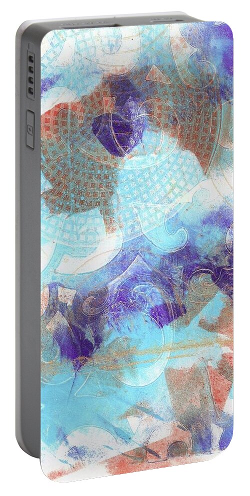 Purple Portable Battery Charger featuring the painting Purple and Blue in the Round by Cynthia Westbrook