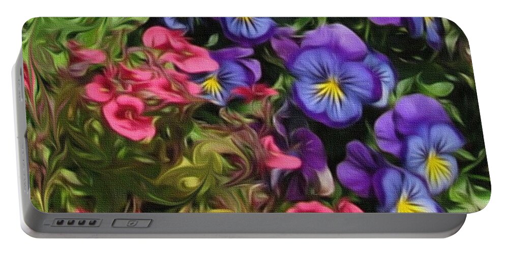 Photography Portable Battery Charger featuring the digital art Purple and Pink Beauties by Kathie Chicoine