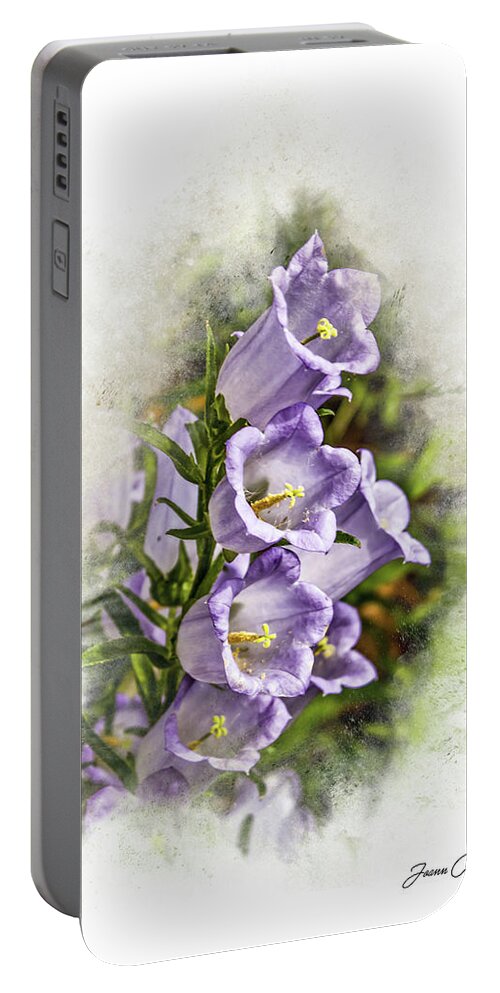 Purple Canterbury Bells Portable Battery Charger featuring the photograph Purple Canterbury Bells by Joann Copeland-Paul