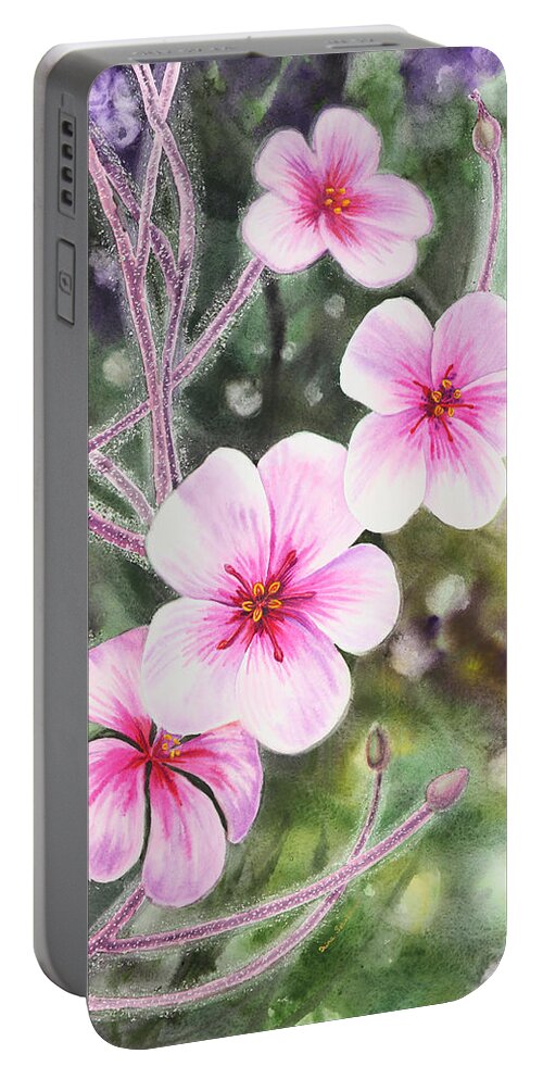 Purple Portable Battery Charger featuring the painting Purple Flowers In Golden Gate Park San Francisco by Irina Sztukowski