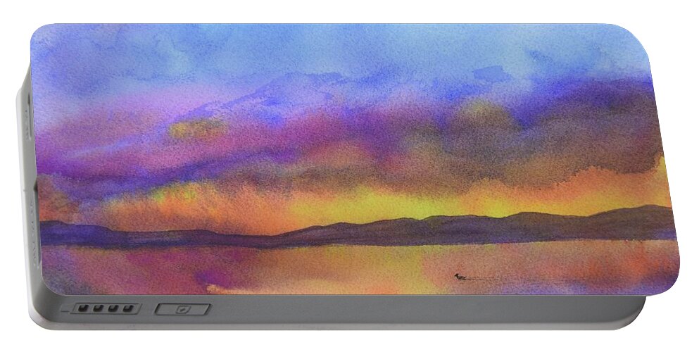  Barrieloustark Portable Battery Charger featuring the painting Purple Haze by Barrie Stark