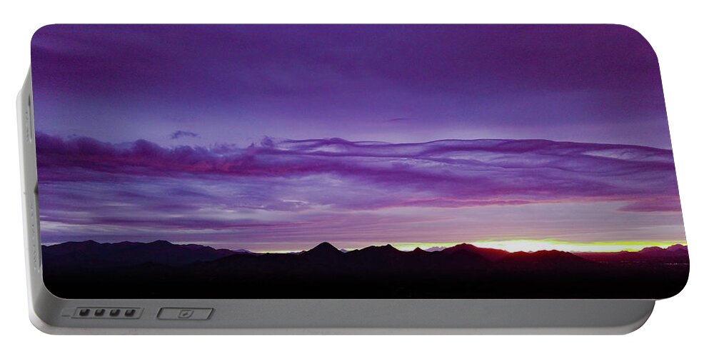 Drone Photography Portable Battery Charger featuring the photograph Purple Mountain Sunset by David Stevens