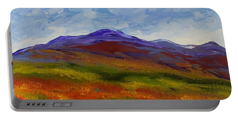  Portable Battery Charger featuring the painting Purple Mountains Majesty by Barrie Stark
