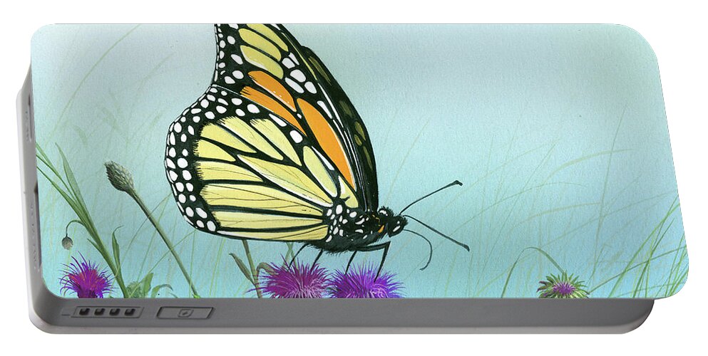 Monarch Butterfly Portable Battery Charger featuring the painting Purple Passion by Mike Brown