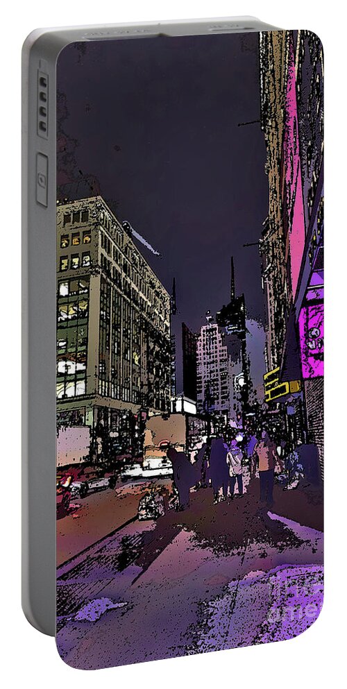 Nyc Portable Battery Charger featuring the digital art Purple Rain by Scott Evers