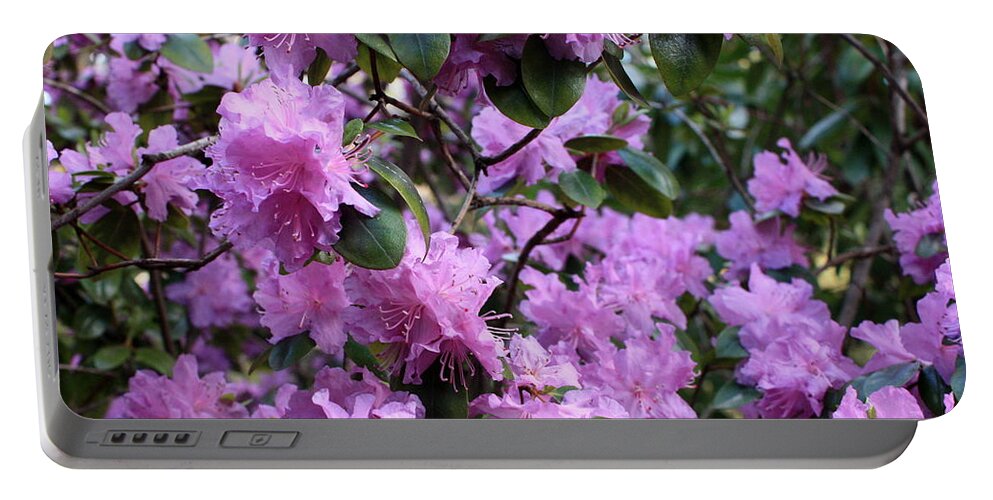 Spring Portable Battery Charger featuring the photograph Purple Rhododendrons by Carol Groenen