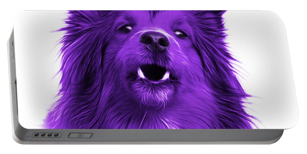Sheltie Portable Battery Charger featuring the painting Purple Sheltie Dog Art 0207 - WB by James Ahn