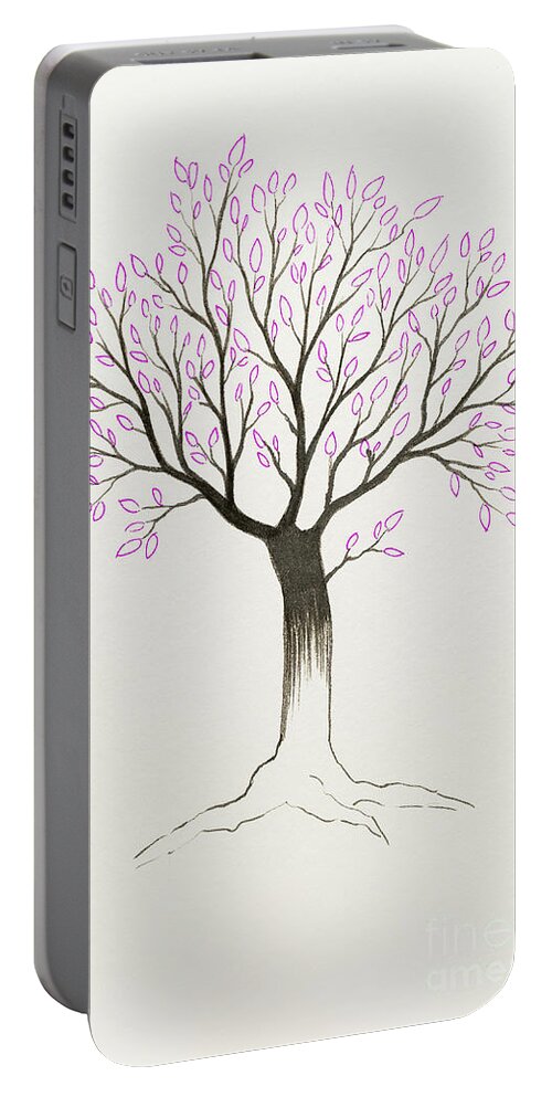 Tree Portable Battery Charger featuring the painting Purple tree by Stefanie Forck