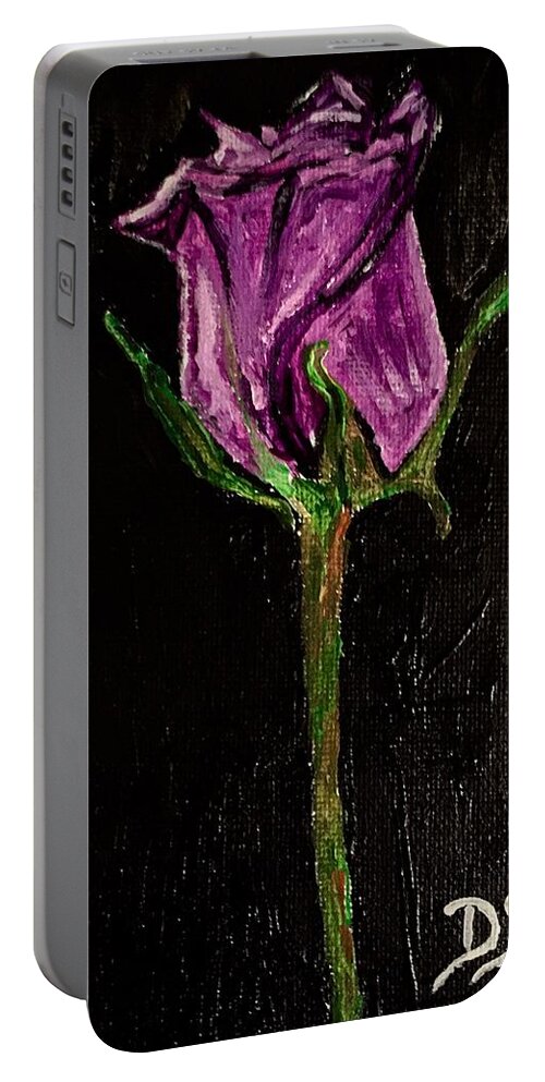 Portrait Portable Battery Charger featuring the mixed media Purple Under The Moon's Glow by Deborah Stanley