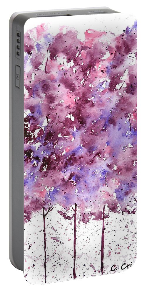 Tree Portable Battery Charger featuring the painting Purple Watercolor Trees by Carol Crisafi