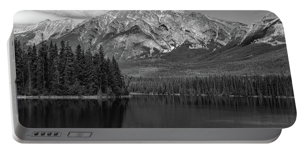 Classic Portable Battery Charger featuring the photograph Pyramid Lake Reflection B W by David T Wilkinson